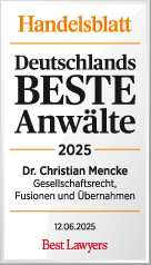 Deutschlands beste Anwälte 2025 (Germany's Best Lawyers 2025) Dr. Christian Mencke (Handelsblatt / Best Lawyers)