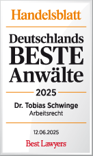 Deutschlands beste Anwälte 2025 (Germany's Best Lawyers 2025) Dr. Tobias Schwinge (Handelsblatt / Best Lawyers)